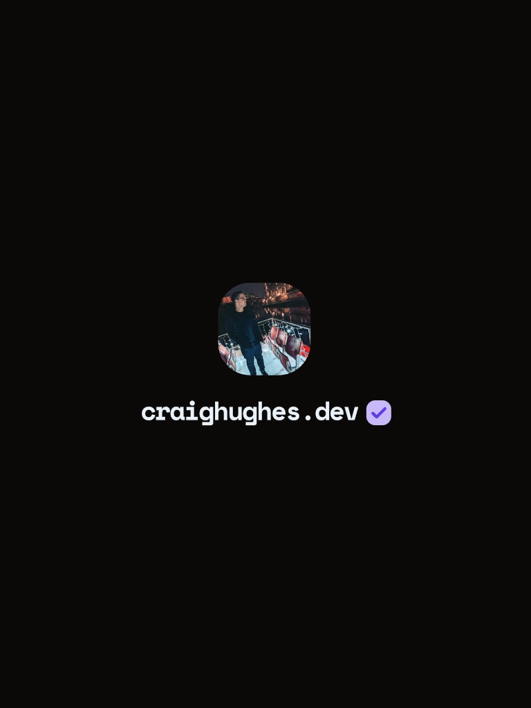 A picture of Craig, the developer of this site. Underneath is the URL of this page.