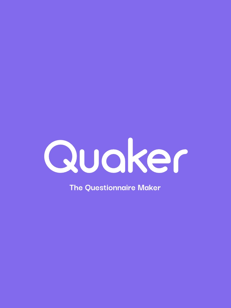 A logo for the app "Quaker". Shows text reading "Quaker, The Questionnaire Maker".